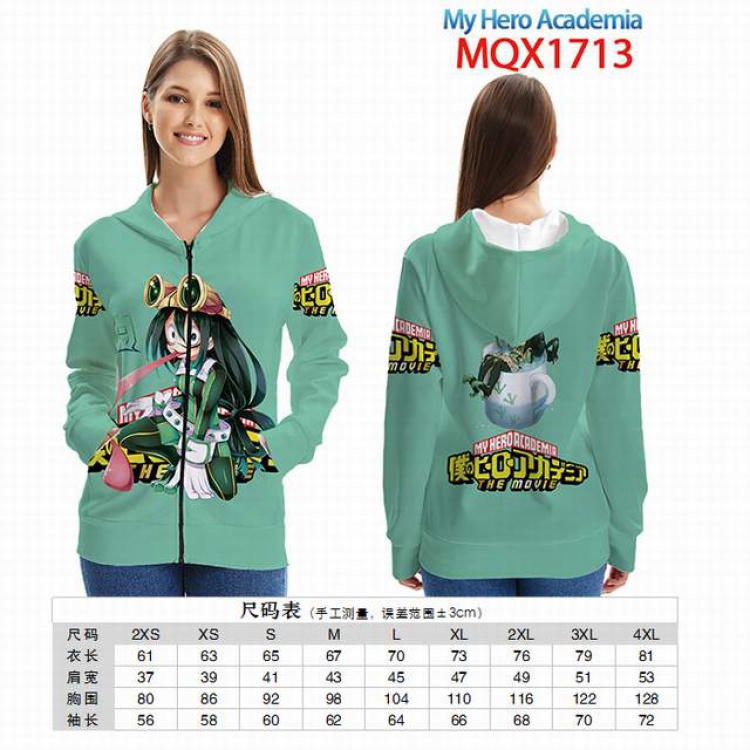 My Hero Academia Full color zipper hooded Patch pocket Coat Hoodie 9 sizes from XXS to 4XL MQX 1713