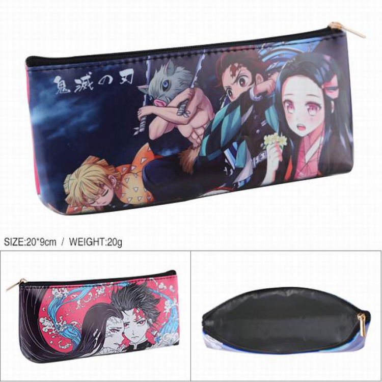Demon Slayer Kimets Full color PU zipper student pencil bag storage bag cosmetic bag 