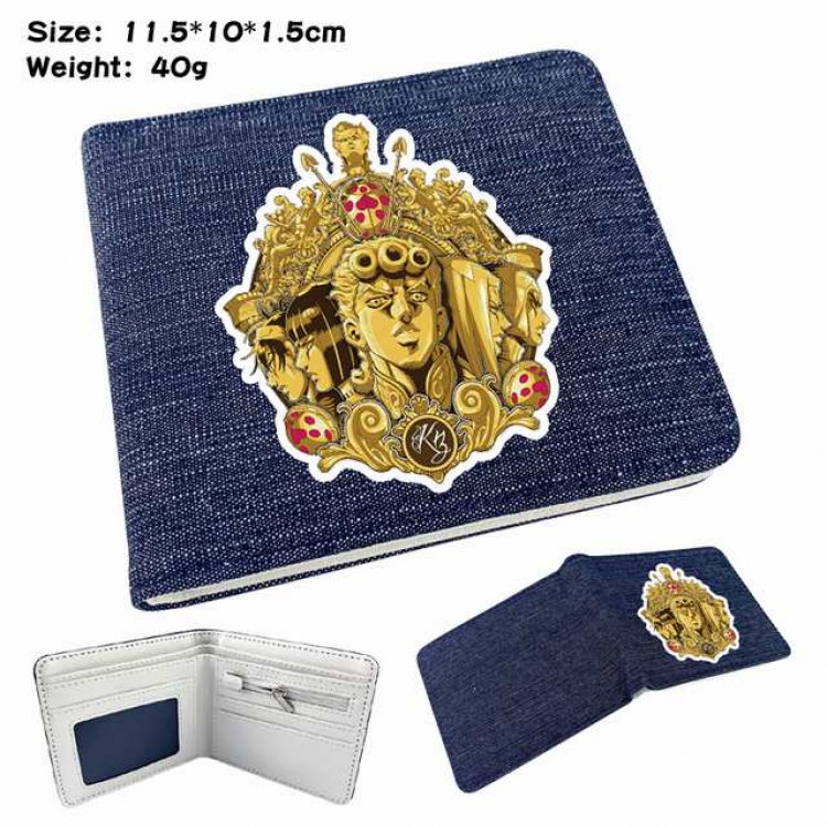 JoJos Bizarre Adventure Anime Printed denim color picture bi-fold wallet 11.5X10X1.5CM 40G Style K