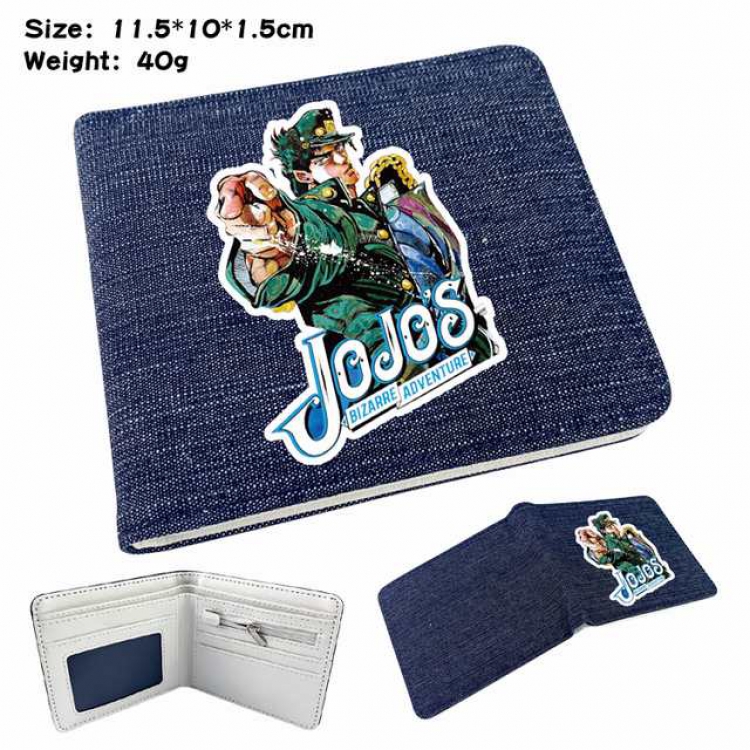 JoJos Bizarre Adventure Anime Printed denim color picture bi-fold wallet 11.5X10X1.5CM 40G Style F