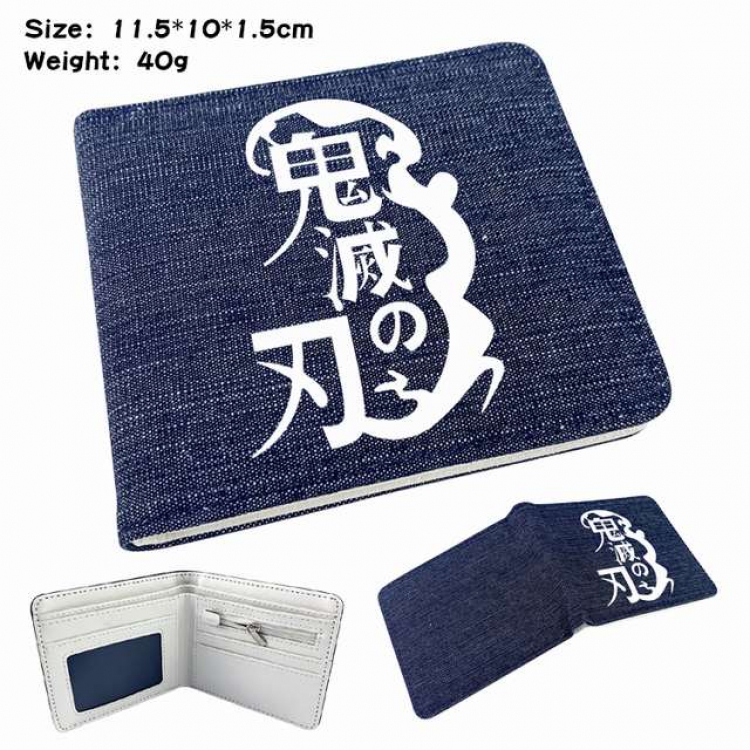 Demon Slayer Kimets Anime Printed denim color picture bi-fold wallet 11.5X10X1.5CM 40G Style I