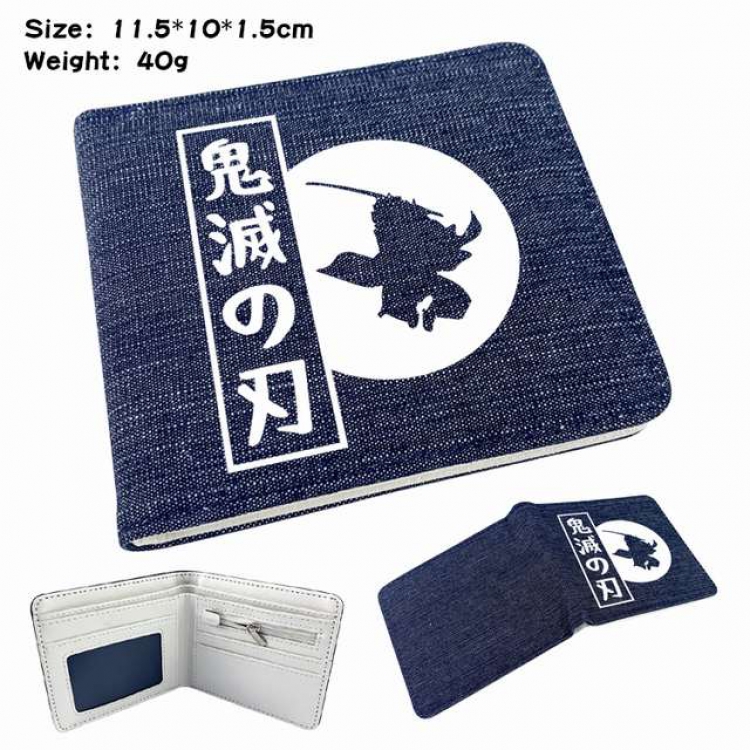 Demon Slayer Kimets Anime Printed denim color picture bi-fold wallet 11.5X10X1.5CM 40G Style D