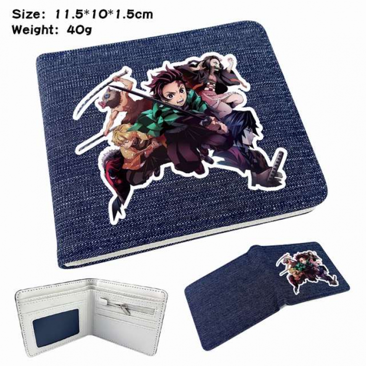 Demon Slayer Kimets Anime Printed denim color picture bi-fold wallet 11.5X10X1.5CM 40G Style A