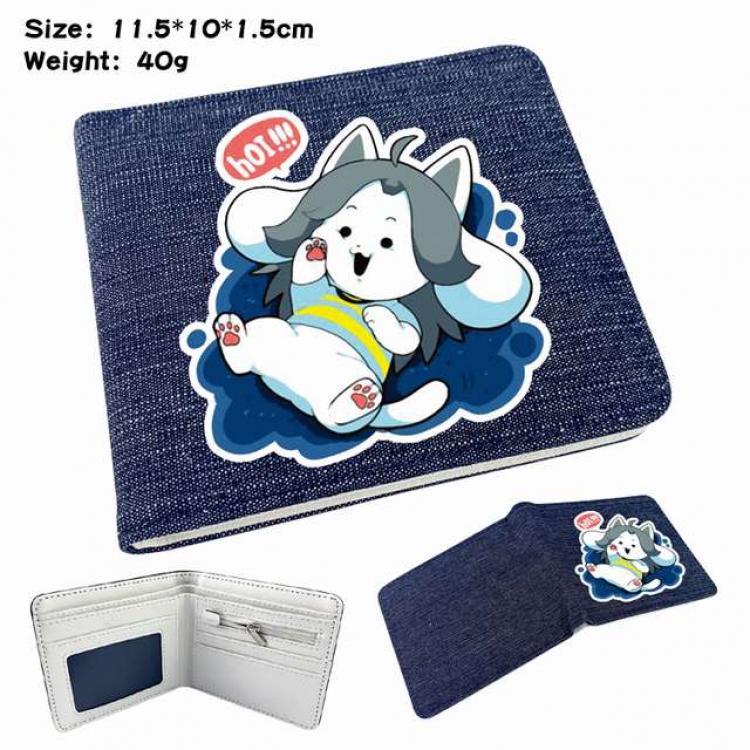 Undertale Anime Printed denim color picture bi-fold wallet 11.5X10X1.5CM 40G