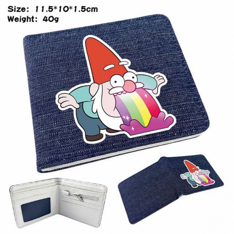 Gravity Falls Anime Printed denim color picture bi-fold wallet 11.5X10X1.5CM 40G