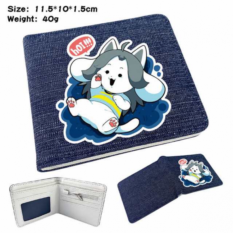 Undertale Anime Printed denim color picture bi-fold wallet 11.5X10X1.5CM 40G
