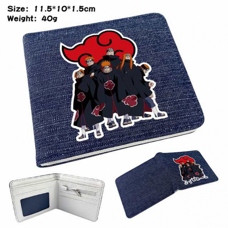 Naruto Anime Printed denim color picture bi-fold wallet 11.5X10X1.5CM 40G