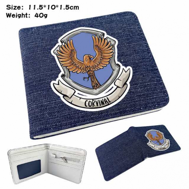 Harry Potter Anime Printed denim color picture bi-fold wallet 11.5X10X1.5CM 40G