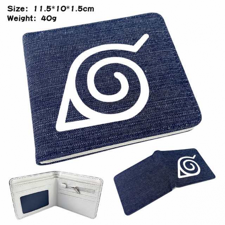 Naruto Anime Printed denim color picture bi-fold wallet 11.5X10X1.5CM 40G