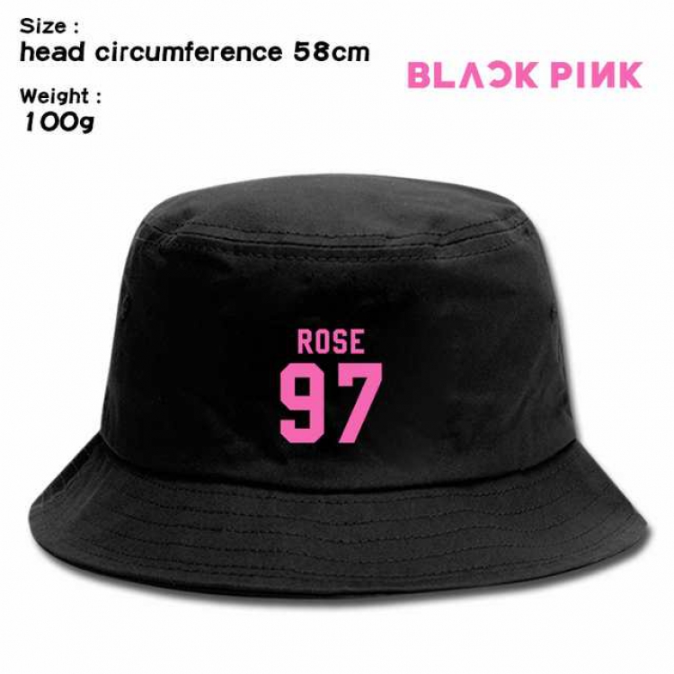 Black Pink Rose Anime silkscreen canvas fisherman hat