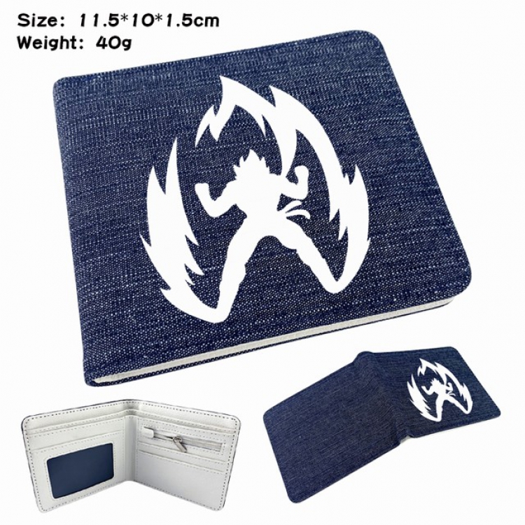 DRAGON BALL Anime Printed denim color picture bi-fold wallet 11.5X10X1.5CM 40G