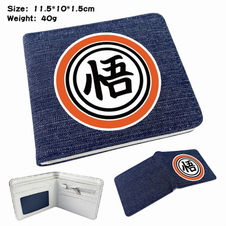 DRAGON BALL Anime Printed denim color picture bi-fold wallet 11.5X10X1.5CM 40G