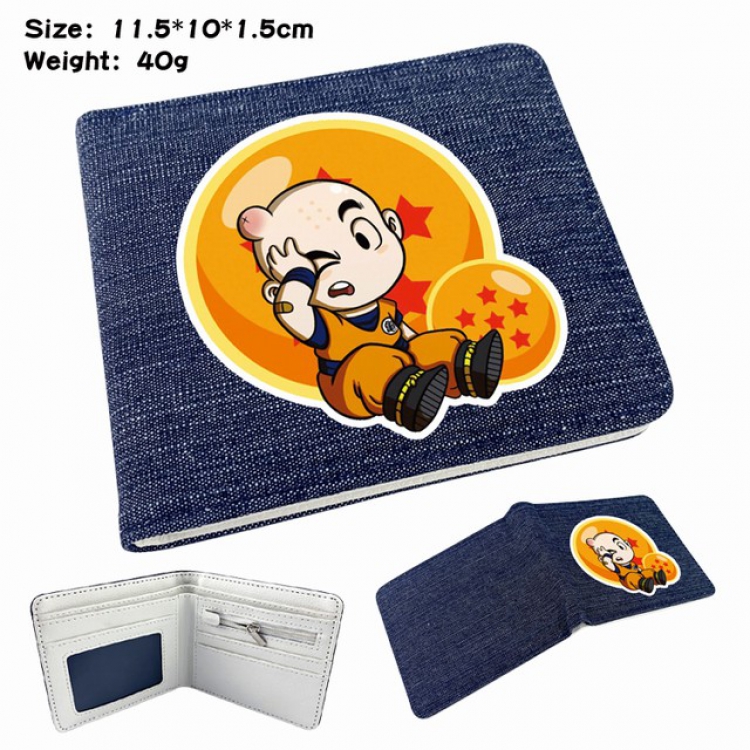 DRAGON BALL Anime Printed denim color picture bi-fold wallet 11.5X10X1.5CM 40G