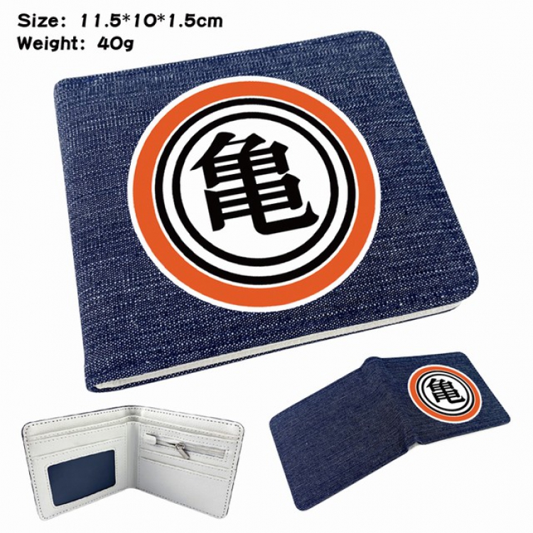 DRAGON BALL Anime Printed denim color picture bi-fold wallet 11.5X10X1.5CM 40G