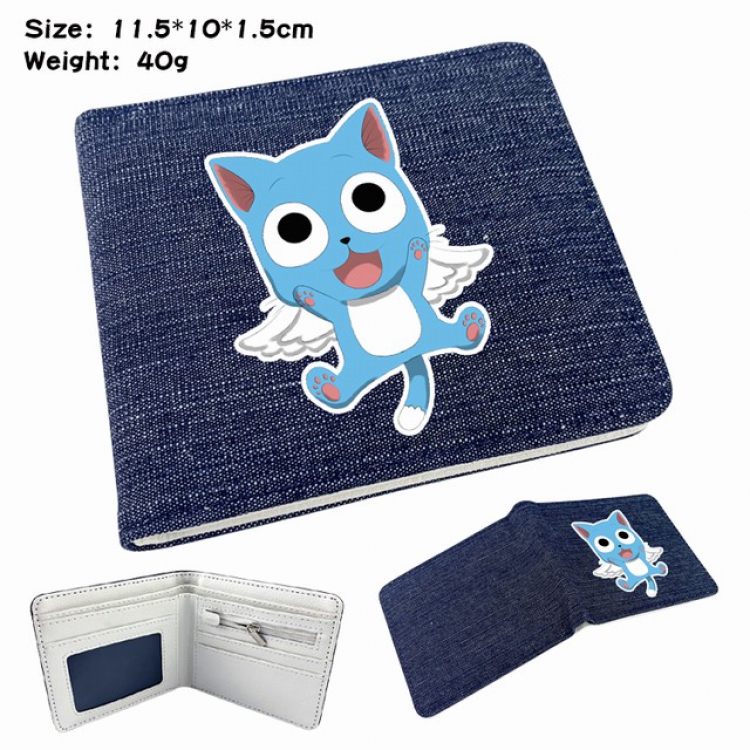 Fairy tail Anime Printed denim color picture bi-fold wallet 11.5X10X1.5CM 40G