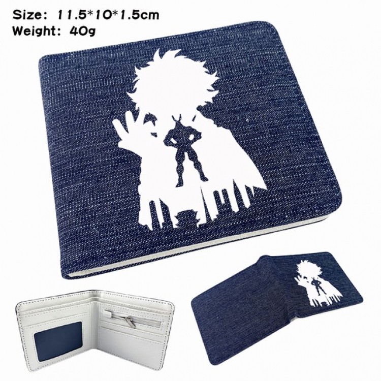 My Hero Academia Anime Printed denim color picture bi-fold wallet 11.5X10X1.5CM 40G