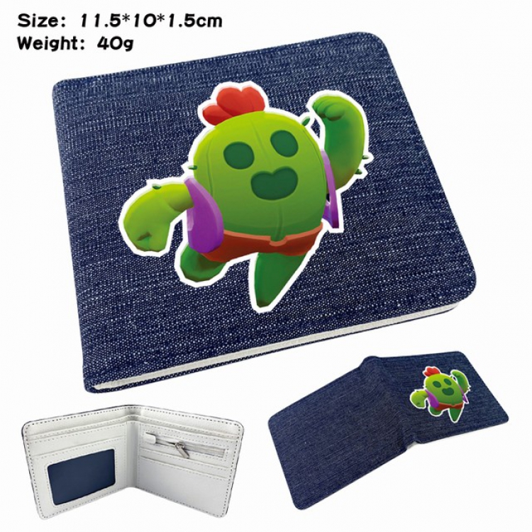 Brawl Stars Anime Printed denim color picture bi-fold wallet 11.5X10X1.5CM 40G