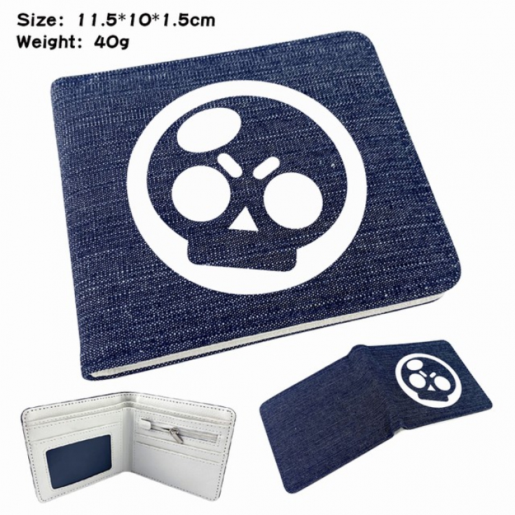 Brawl Stars Anime Printed denim color picture bi-fold wallet 11.5X10X1.5CM 40G