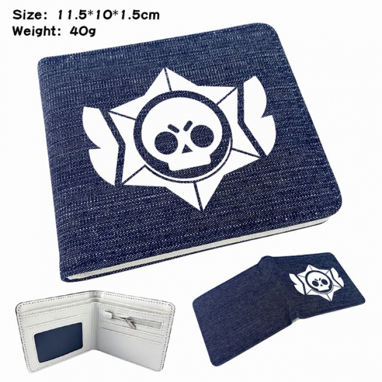 Brawl Stars Anime Printed denim color picture bi-fold wallet 11.5X10X1.5CM 40G