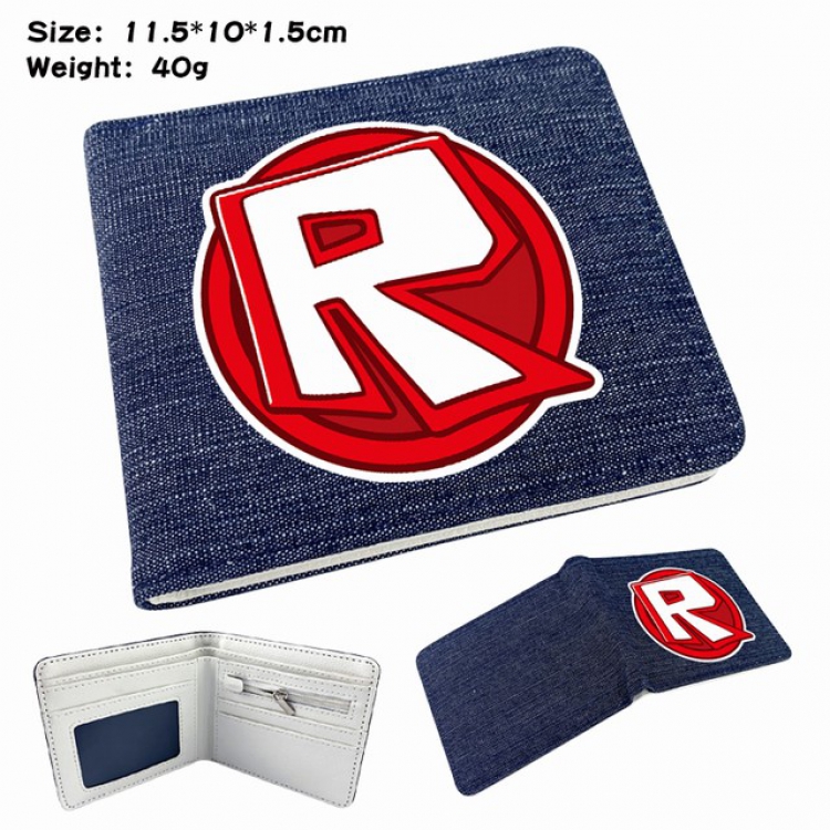 Roblox Anime Printed denim color picture bi-fold wallet 11.5X10X1.5CM 40G