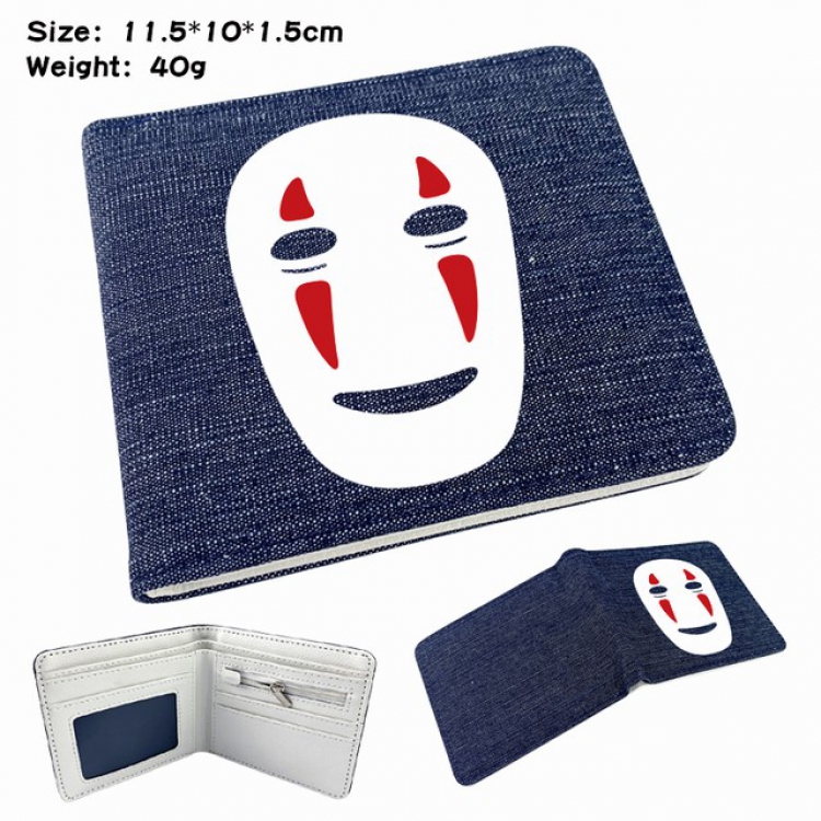 Totoro Anime Printed denim color picture bi-fold wallet 11.5X10X1.5CM 40G