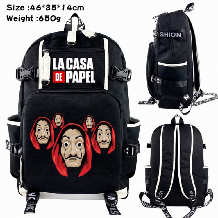 La casa de papel Anime Backpack schoolbag 46X35X14CM 650G