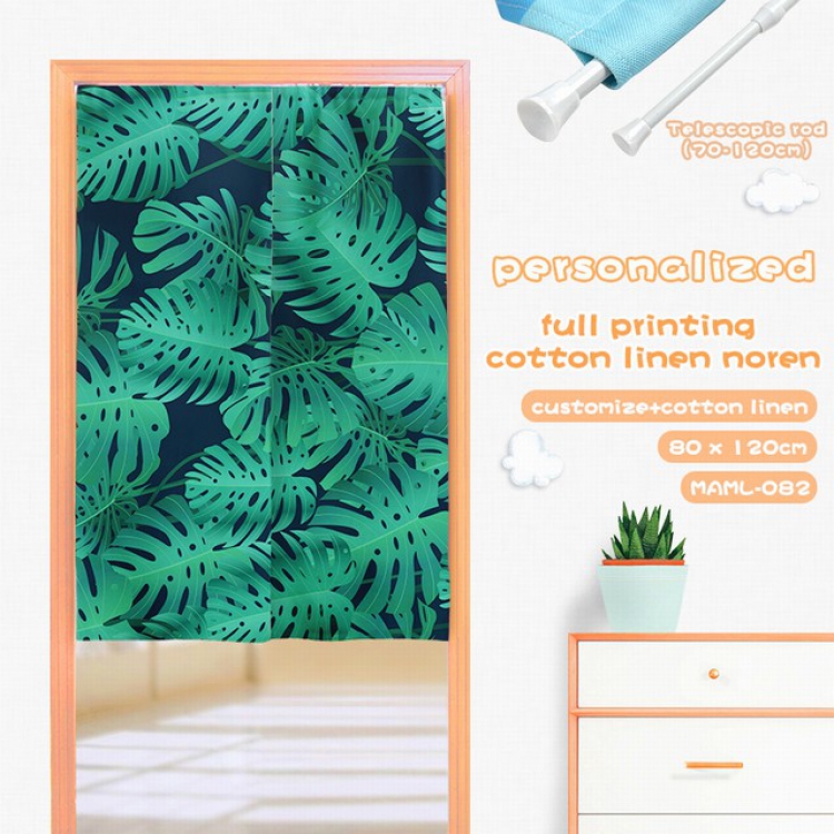 Cotton and linen color printing curtain Adjustable telescopic rod 80X120CM MAML082