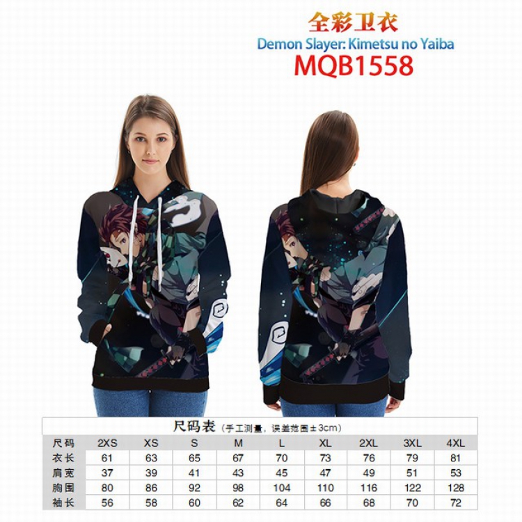 Demon Slayer Kimets Full color zipper hooded Patch pocket Coat Hoodie 9 sizes from XXS to 4XL MQB1558