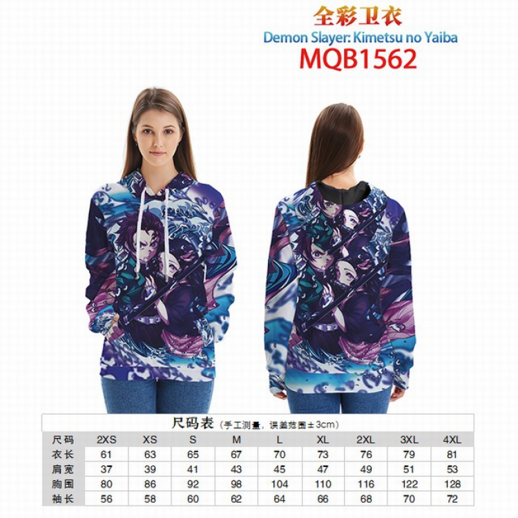 Demon Slayer Kimets Full color zipper hooded Patch pocket Coat Hoodie 9 sizes from XXS to 4XL MQB1562