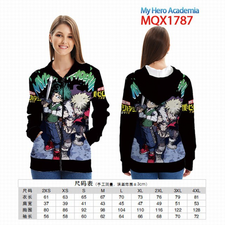 My Hero Academia Full color zipper hooded Patch pocket Coat Hoodie 9 sizes from XXS to 4XL MQX 1787