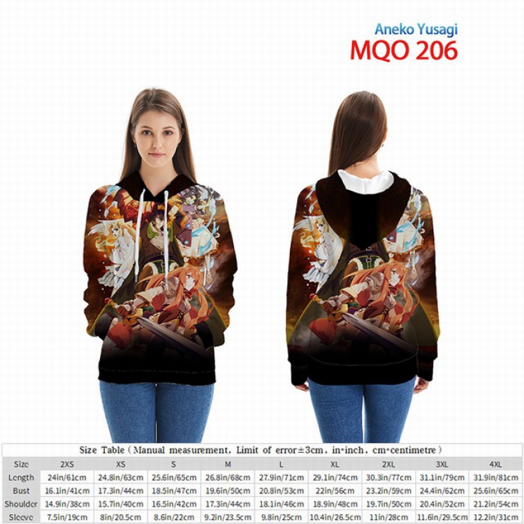 Aneko Yusagi Full Color Patch pocket Sweatshirt Hoodie EUR SIZE 9 sizes from XXS to XXXXL MQO206