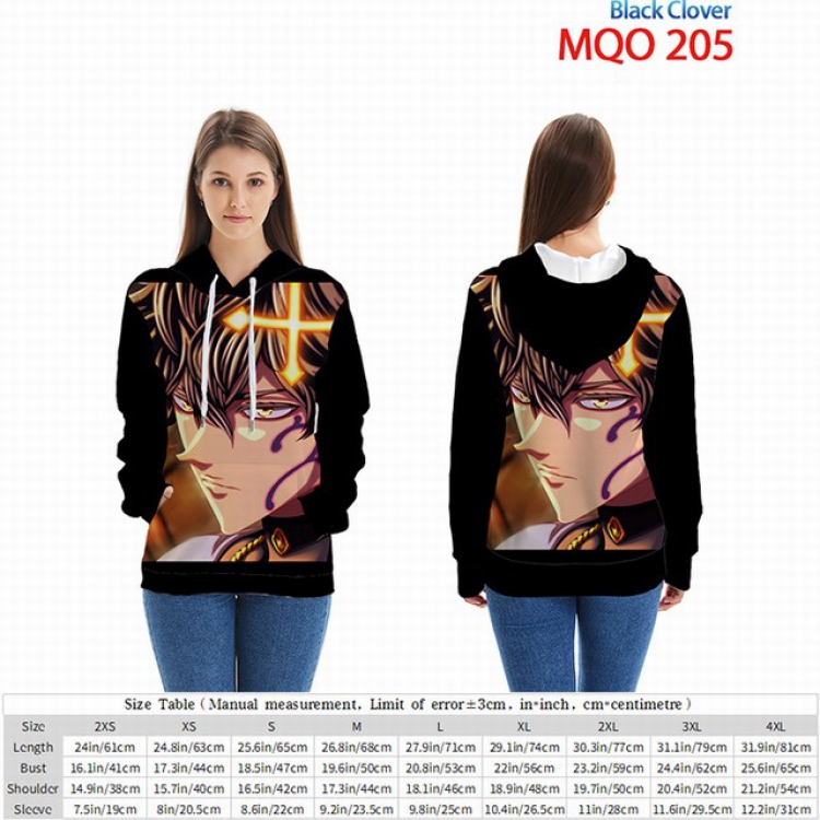 Black clover Full Color Patch pocket Sweatshirt Hoodie EUR SIZE 9 sizes from XXS to XXXXL MQO205