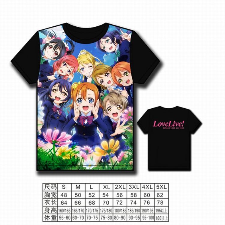 LoveLive! Full color printed short-sleeved T-shirt S M L XL 2XL 3XL 4XL 5XL