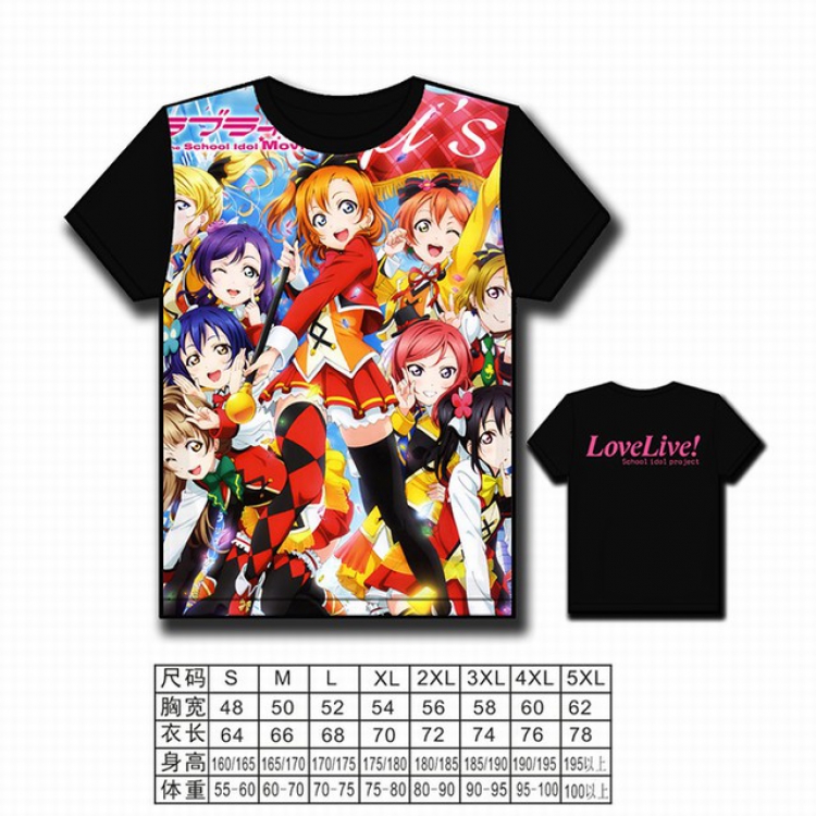 LoveLive! Full color printed short-sleeved T-shirt S M L XL 2XL 3XL 4XL 5XL