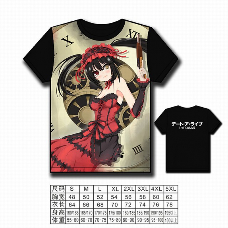 Date-A-Live Full color printed short-sleeved T-shirt S M L XL 2XL 3XL 4XL 5XL NO FILLING