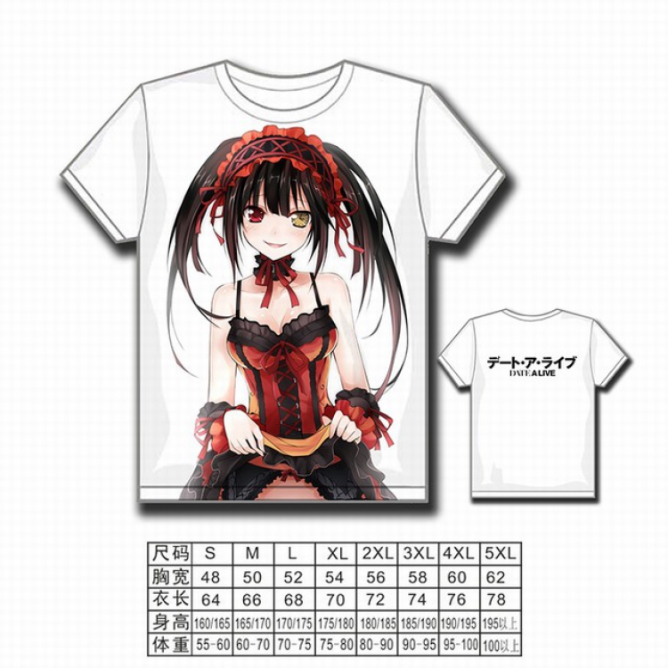 Date-A-Live Full color printed short-sleeved T-shirt S M L XL 2XL 3XL 4XL 5XL NO FILLING