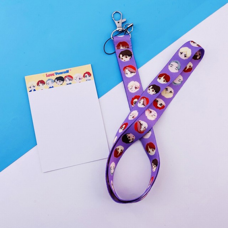 BTS purple Cartoon lanyard mobile phone rope 2X50CM 15G a set price for 5 pcs