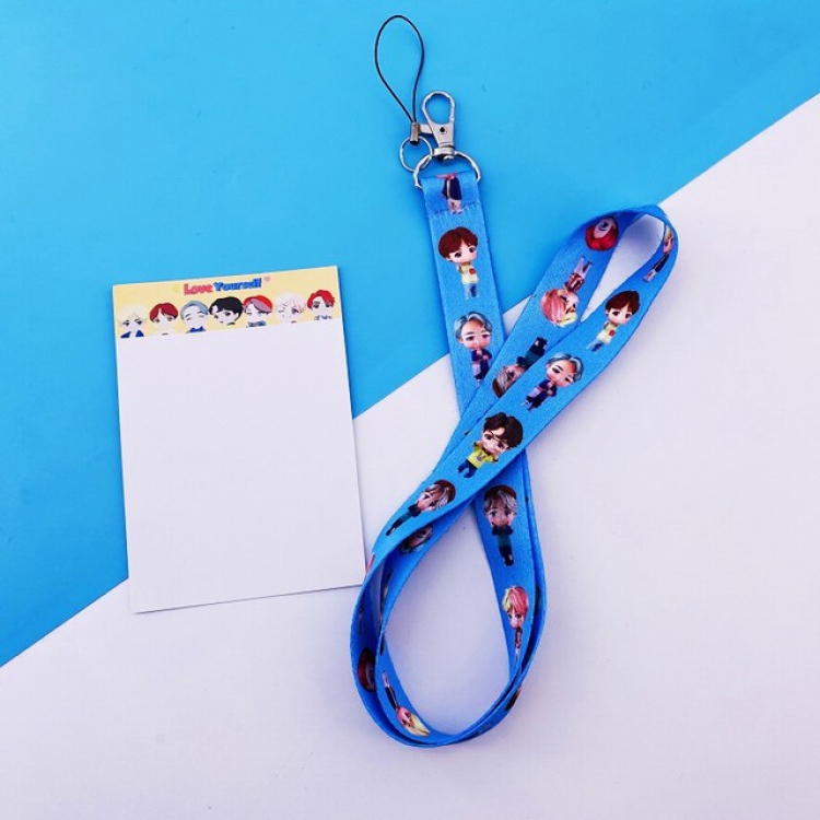 BTS blue Cartoon lanyard mobile phone rope 2X50CM 15G a set price for 5 pcs