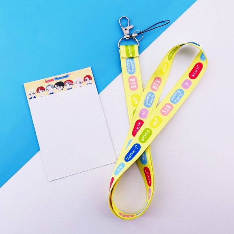 BTS yellow Cartoon lanyard mobile phone rope 2X50CM 15G a set price for 5 pcs