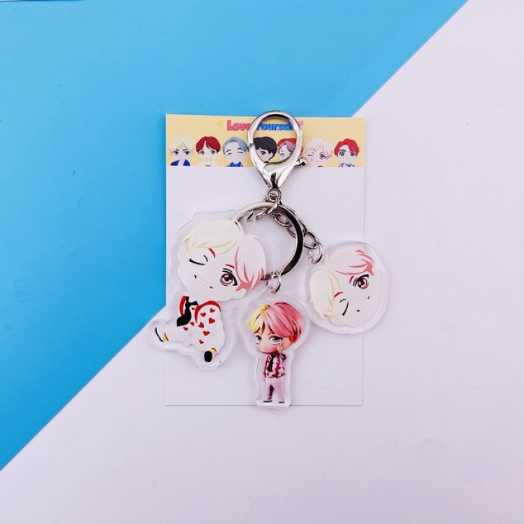 BTS V Cartoon keychain pendant  three-piece set 7.5X11XCM 25G a set price for 5 sets