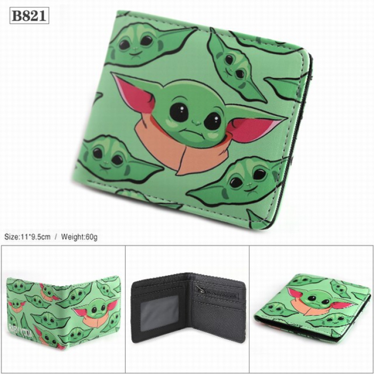 Star Wars Baby Yoda Full color PU twill two fold short wallet 11X9.5CM 60G-B821