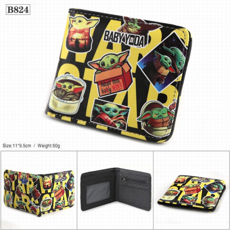 Star Wars Baby Yoda Full color PU twill two fold short wallet 11X9.5CM 60G-B824