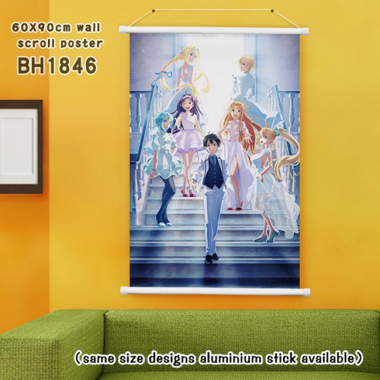 Sword Art Online White Plastic rod Cloth painting Wall Scroll 60X90CM BH1846