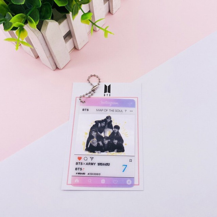 BTS Transparent small card keychain pendant 6X9CM 10G set price for 20 pcs
