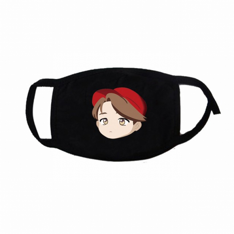 BTS Korean celebrity Jimin Cartoon color printing three-layer cotton masks 4.5X13.5CM 20G a set price for 10 pcs