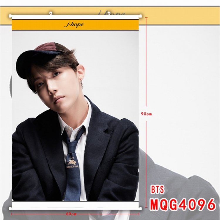 BTS White Plastic rod Cloth painting Wall Scroll 60X90CM MQG4096