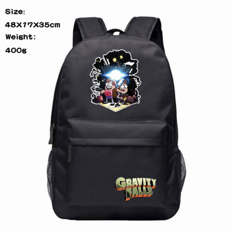 Gravity Falls black Anime 600D Canvas Backpack Waterproof School Bag 48X17X35CM 400G