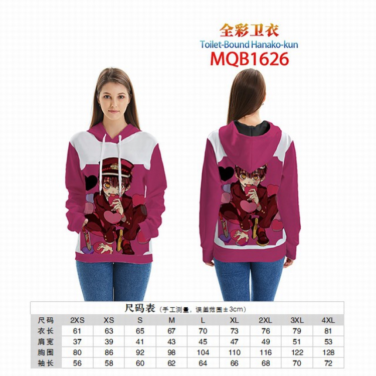 Toilet-Bound Hanako-kun Full color zipper hooded Patch pocket Coat Hoodie 9 sizes from XXS to 4XL MQB1626