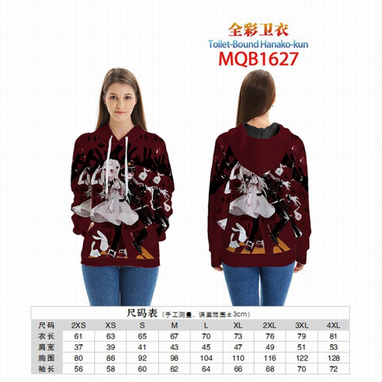 Toilet-Bound Hanako-kun Full color zipper hooded Patch pocket Coat Hoodie 9 sizes from XXS to 4XL MQB1627