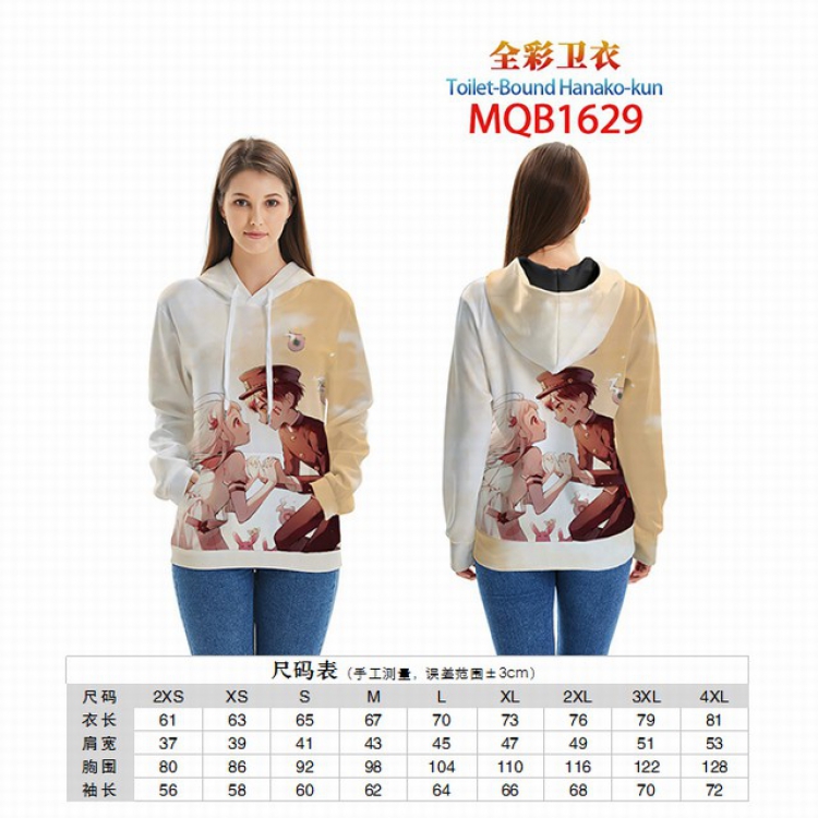 Toilet-Bound Hanako-kun Full color zipper hooded Patch pocket Coat Hoodie 9 sizes from XXS to 4XL MQB1629